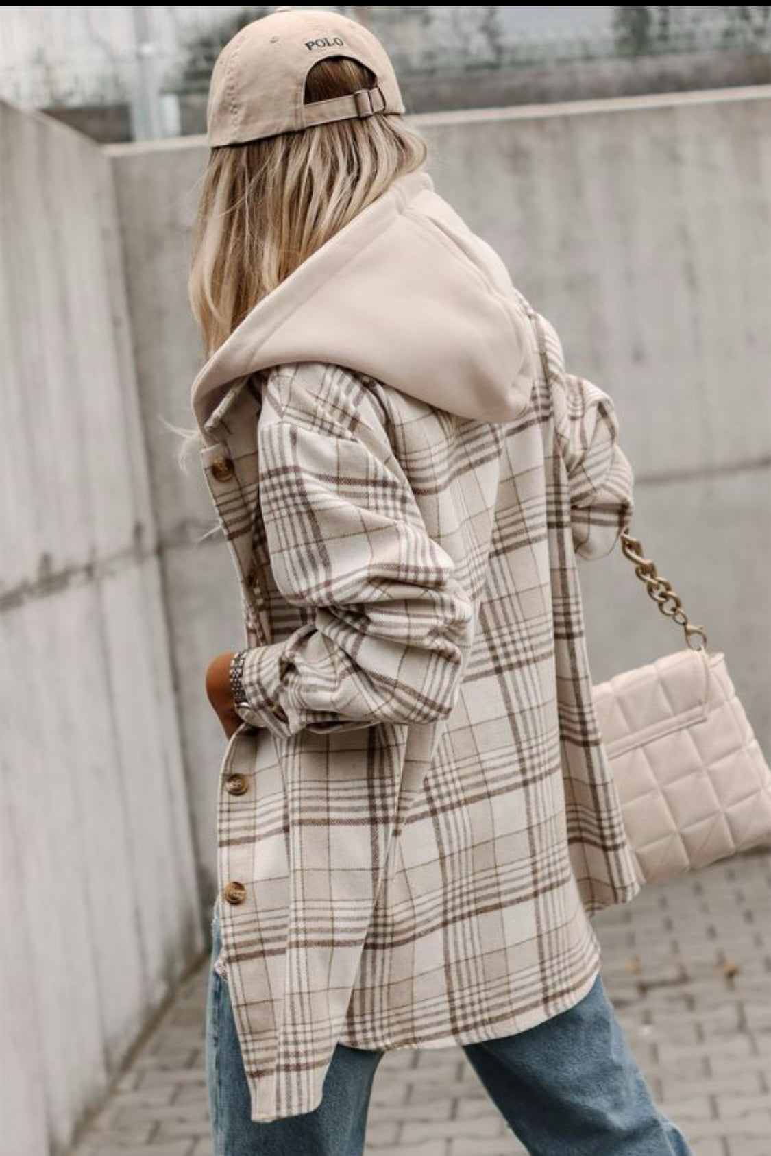 Khaki plaid shacket