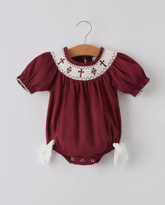 Dark red girl romper