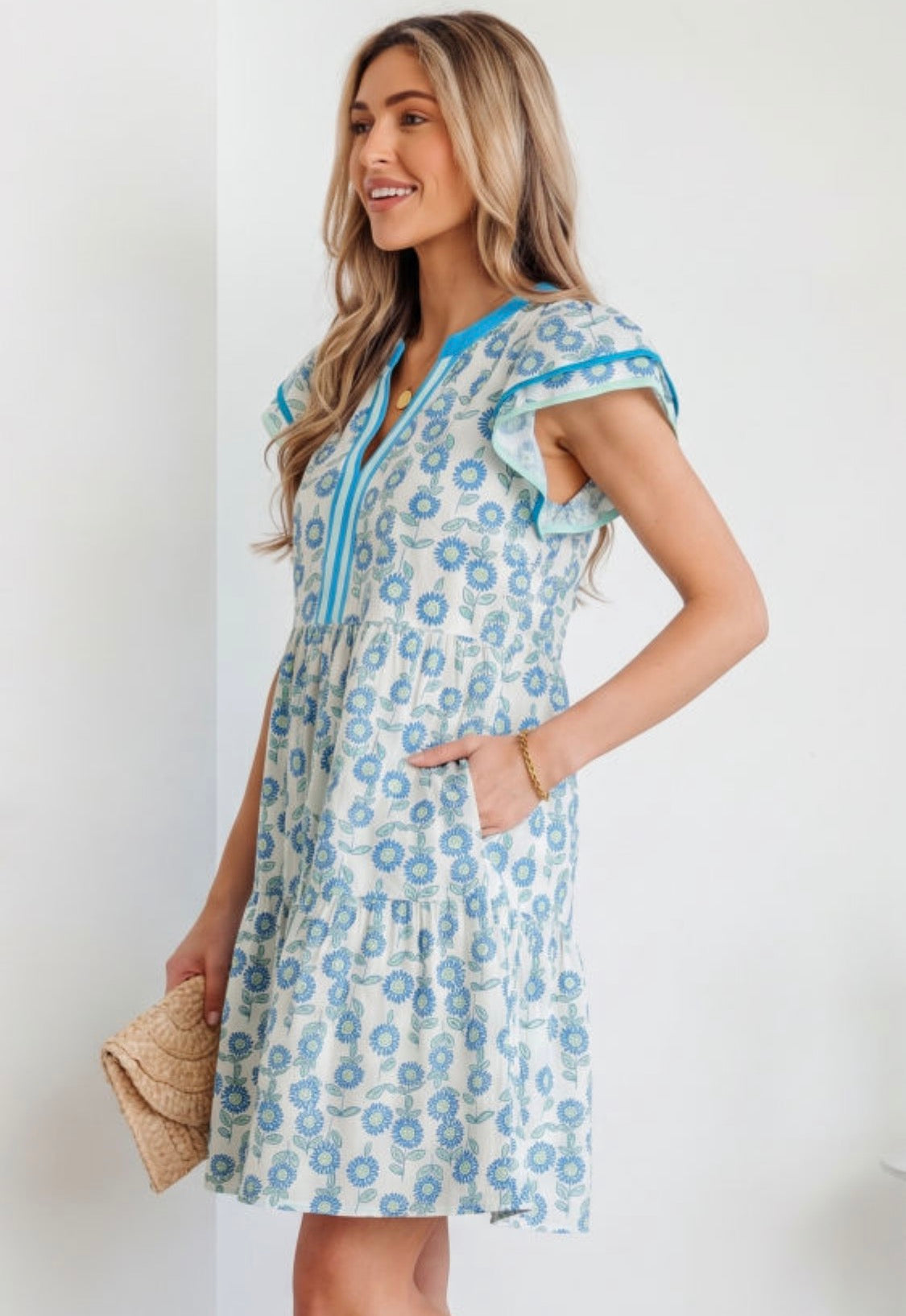Blue floral dress