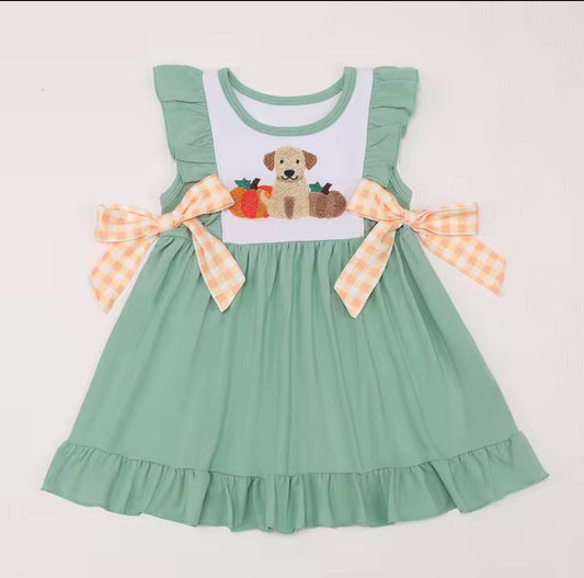 French knot fall puppy dress