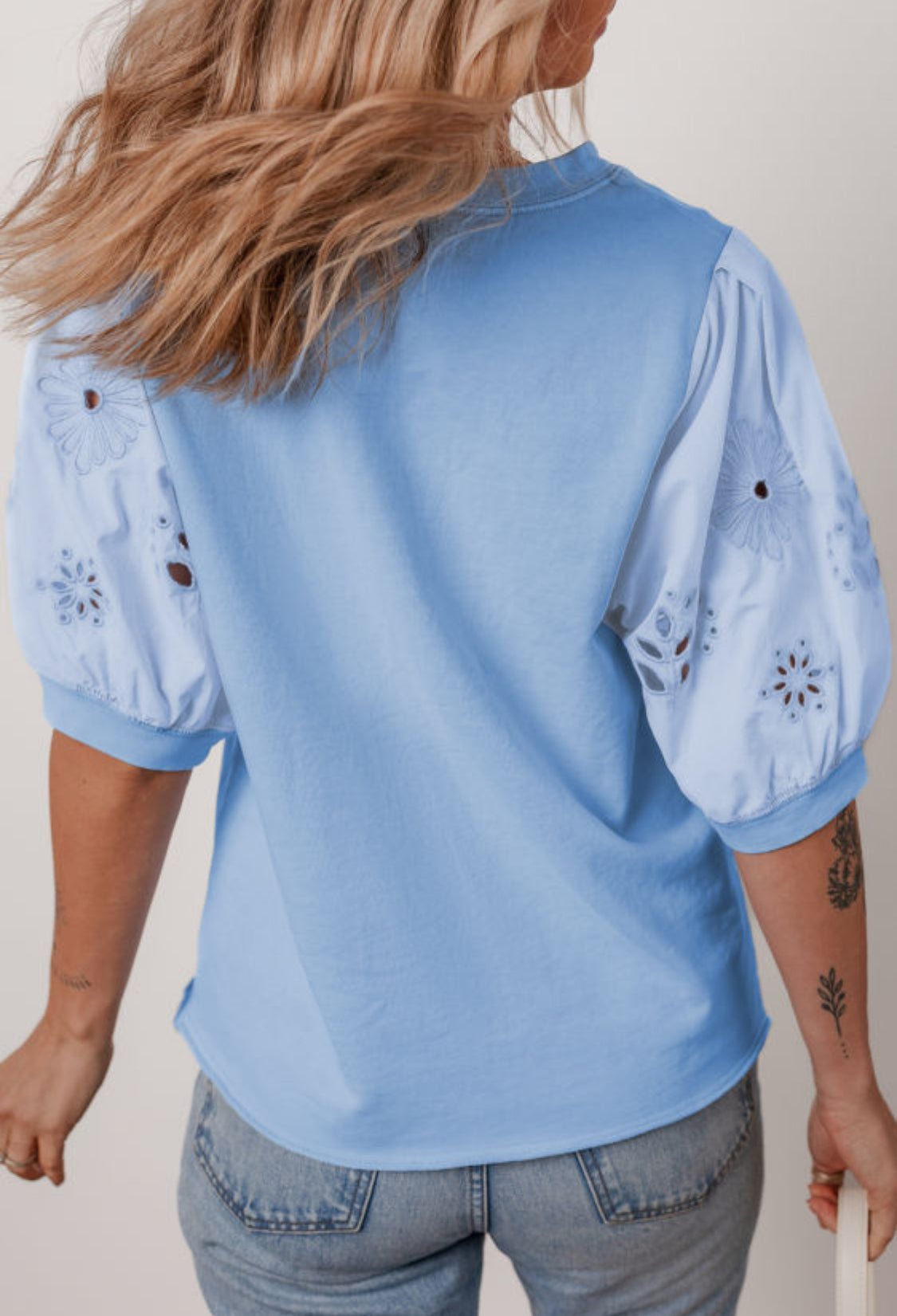 Blue flowers embroidery top