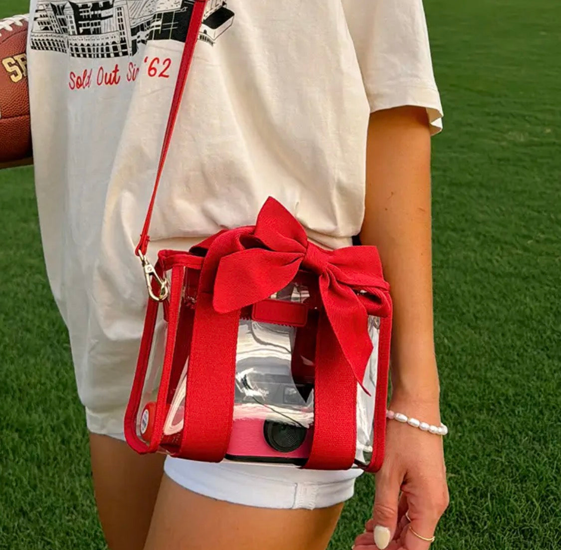 Clear red bow bag