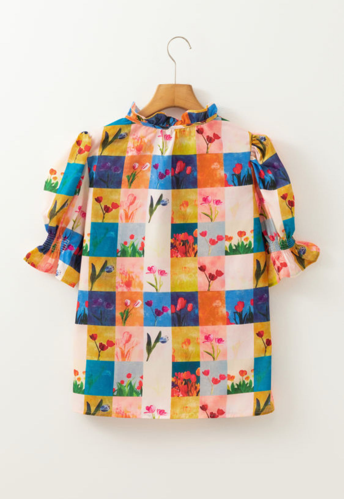 Multiple colors floral checker print top