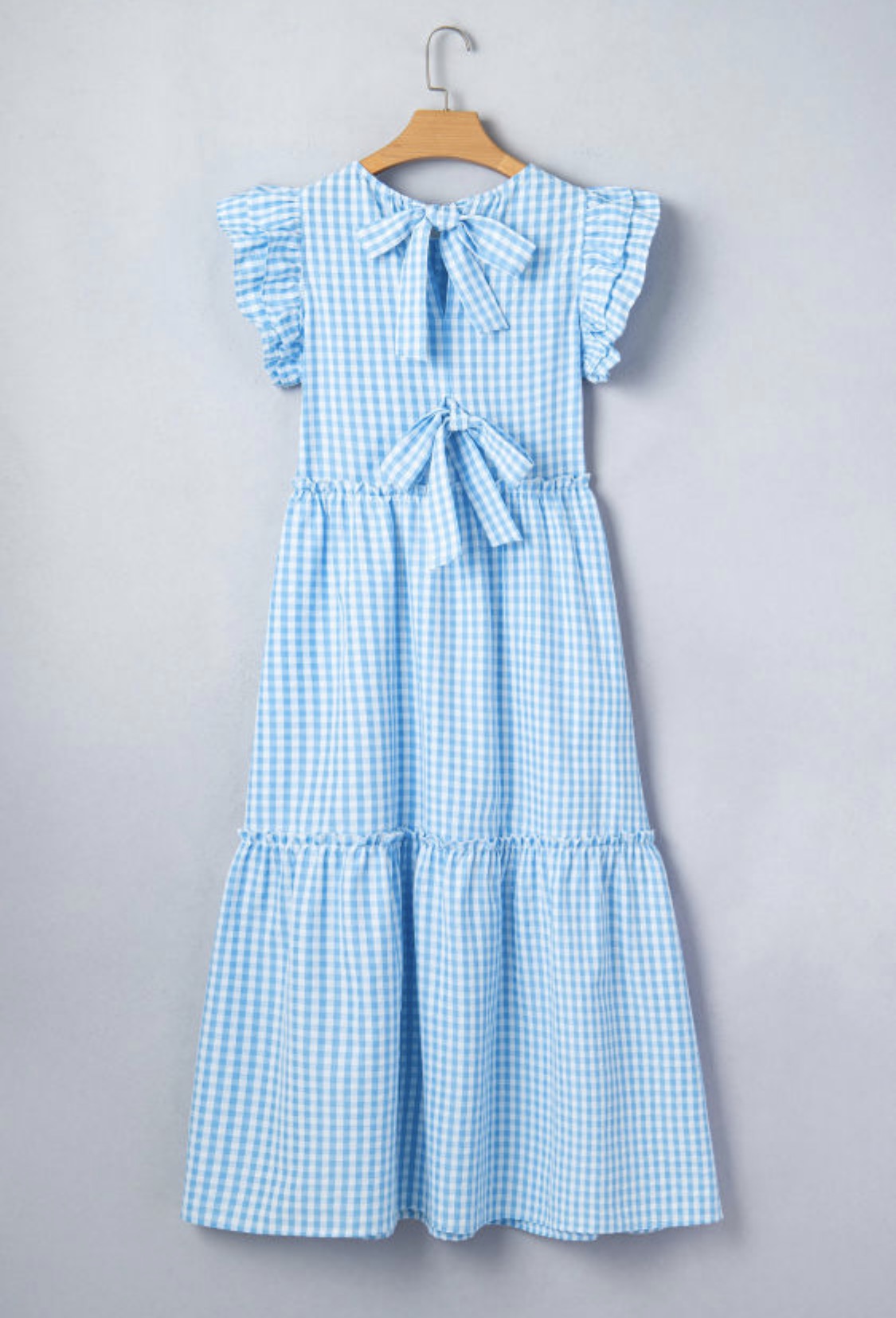 Blue gingham maxi dress