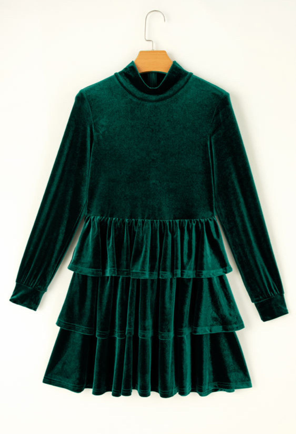 Green velvet mini dress
