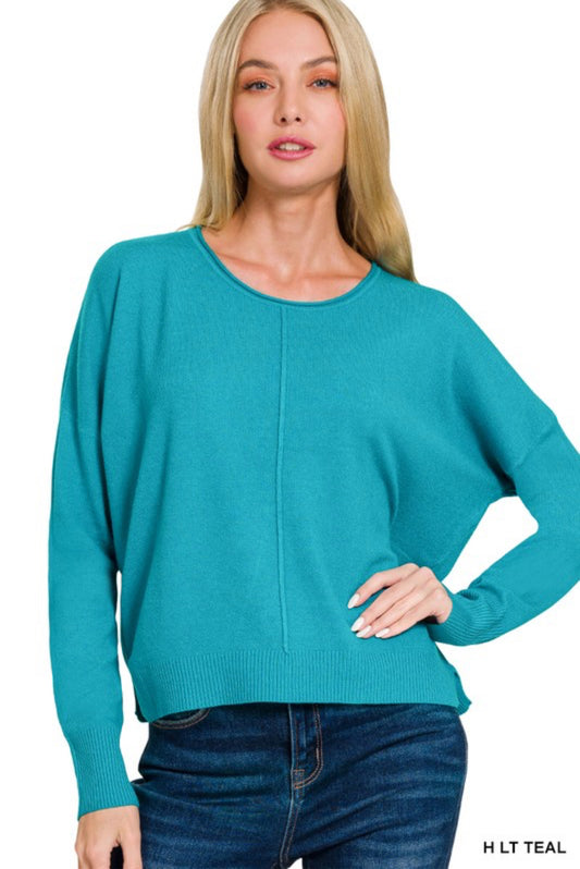 Teal VISCOSE FRONT SEAM SWEATER