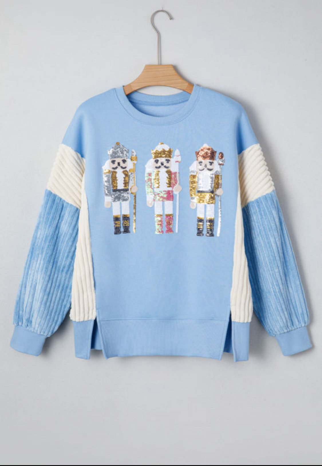 Blue sequin nutcracker sweatshirt