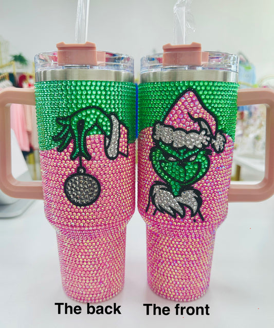 Pink rhinestone tumbler 40oz