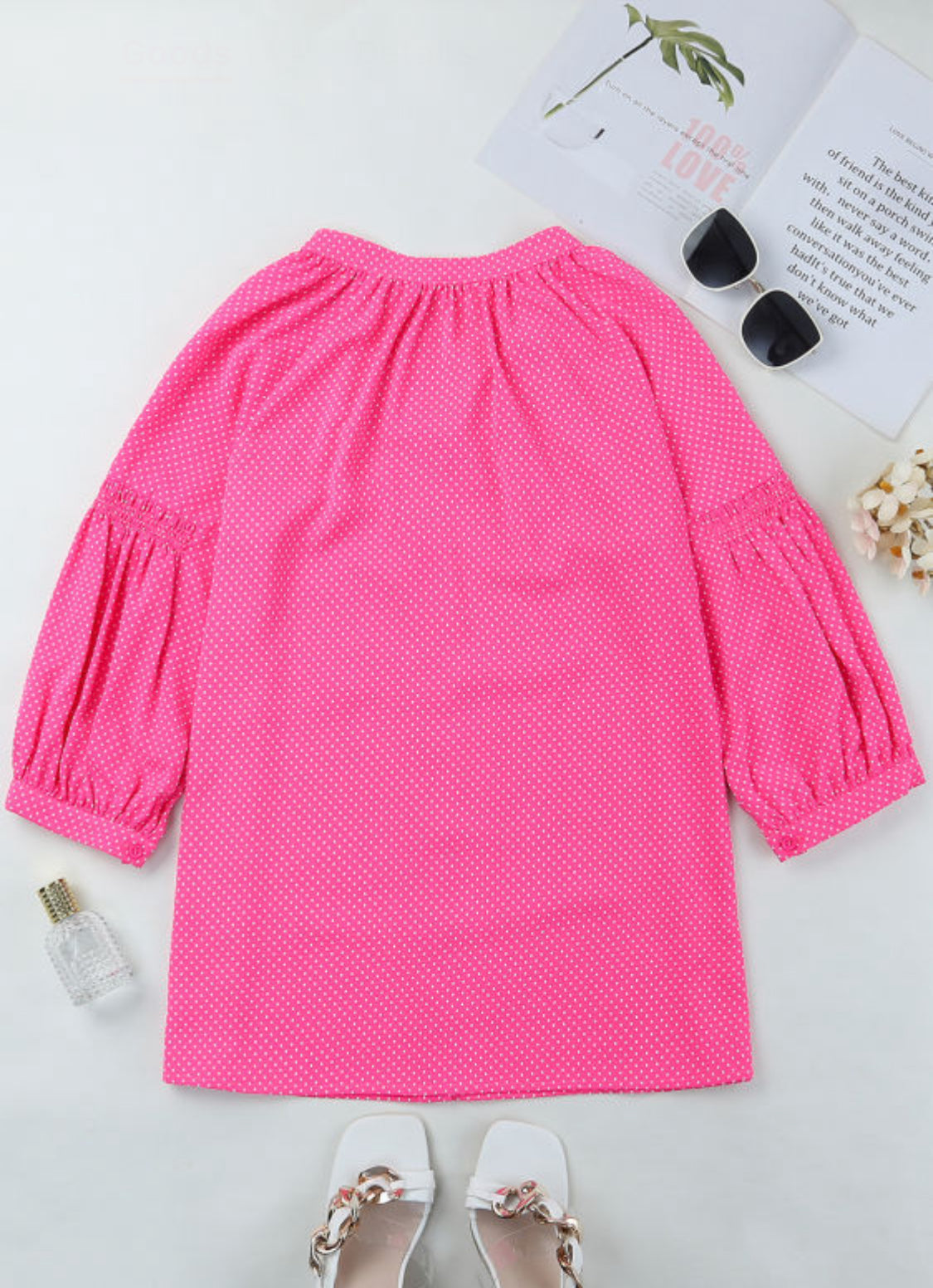 3/4 sleeve pink blouse