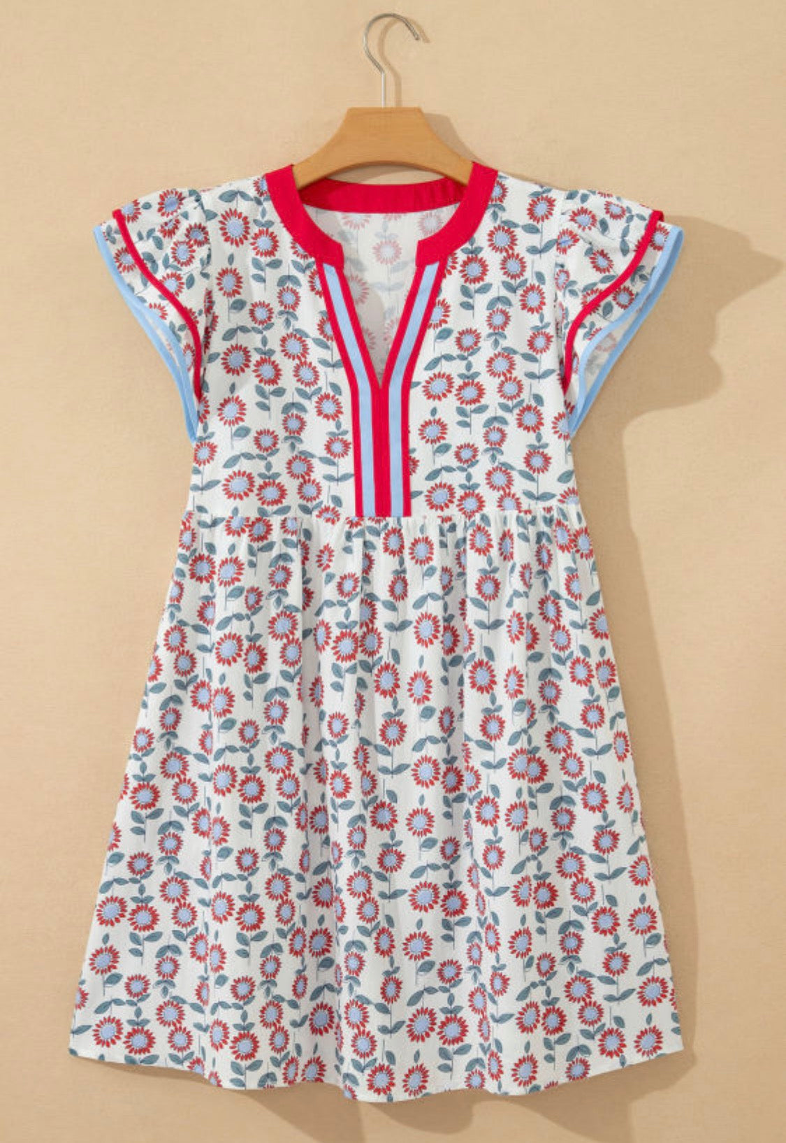 Red floral dress