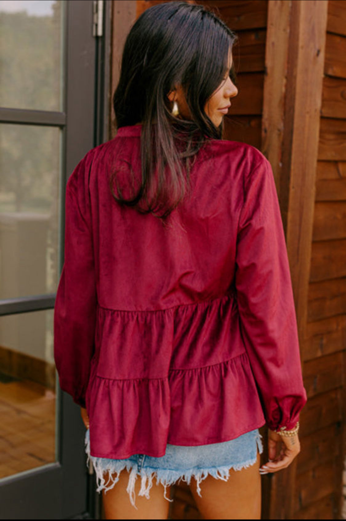 Burgundy corduroy buttoned shirt