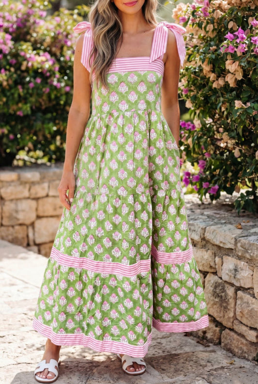 Green floral dress