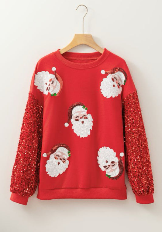 Red sequin Santa sweatshirt