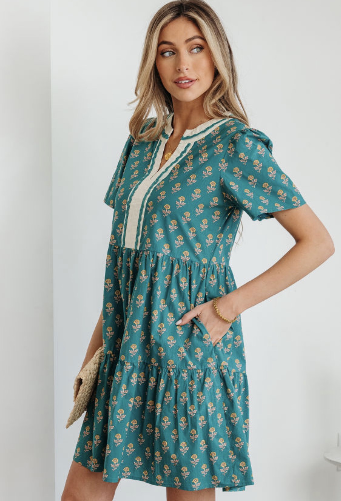 Green floral dress