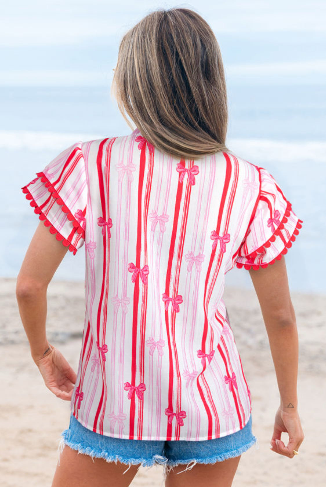 Pink ric rac ruffle top