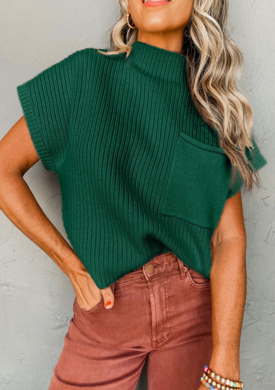 Green short sleeve sweater