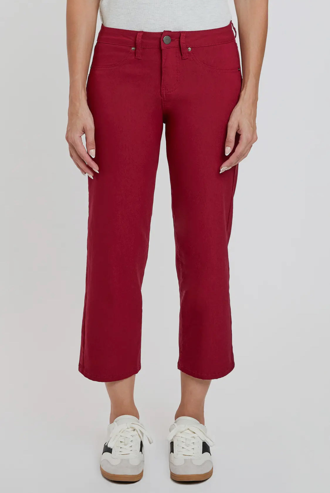 Red wide leg crop pant