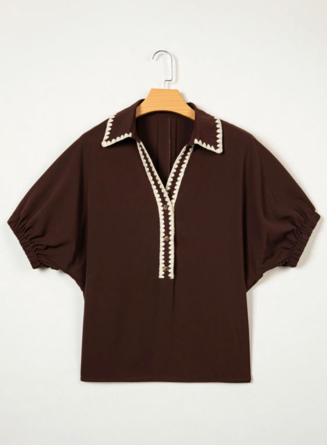 Brown V neck top