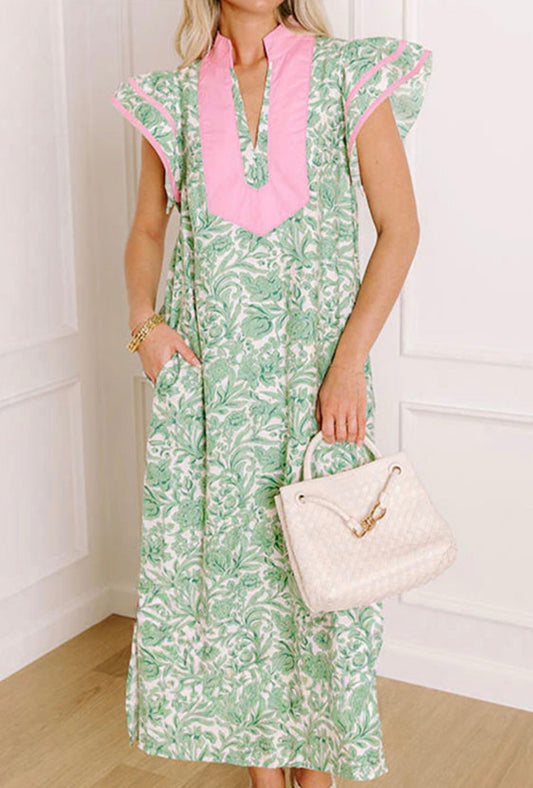 Green floral dress