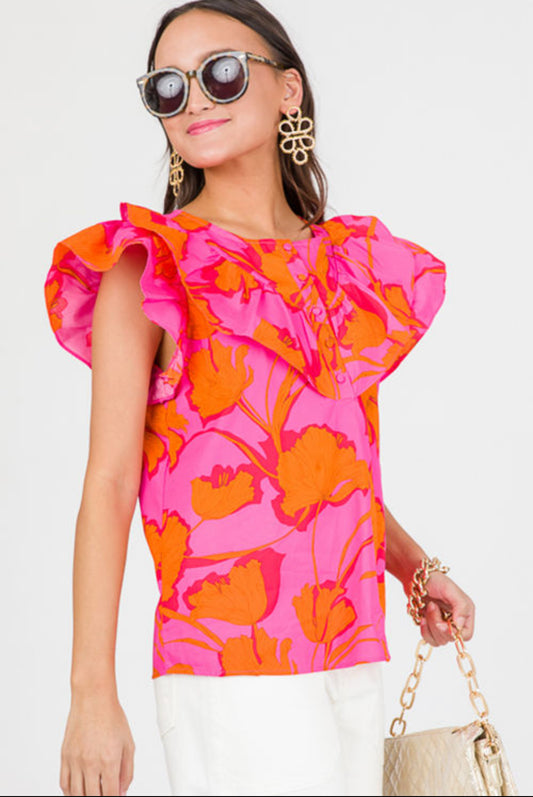 Hot pink floral top