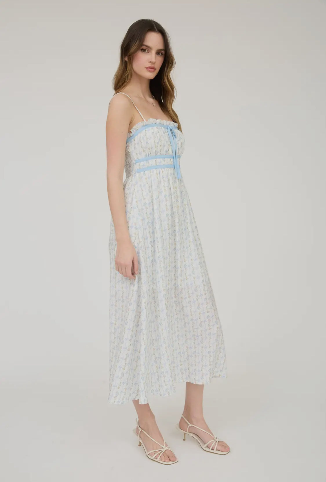 Bow pattern midi dress