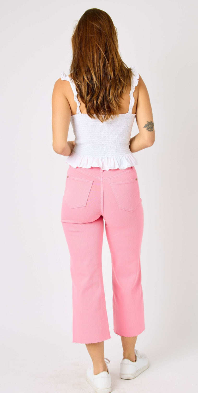 HIGH WAIST GARMENT DYED TUMMY
CONTROL CROP WIDE LEG