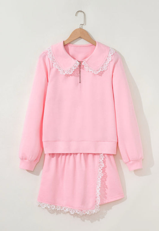 Pink long sleeve short set