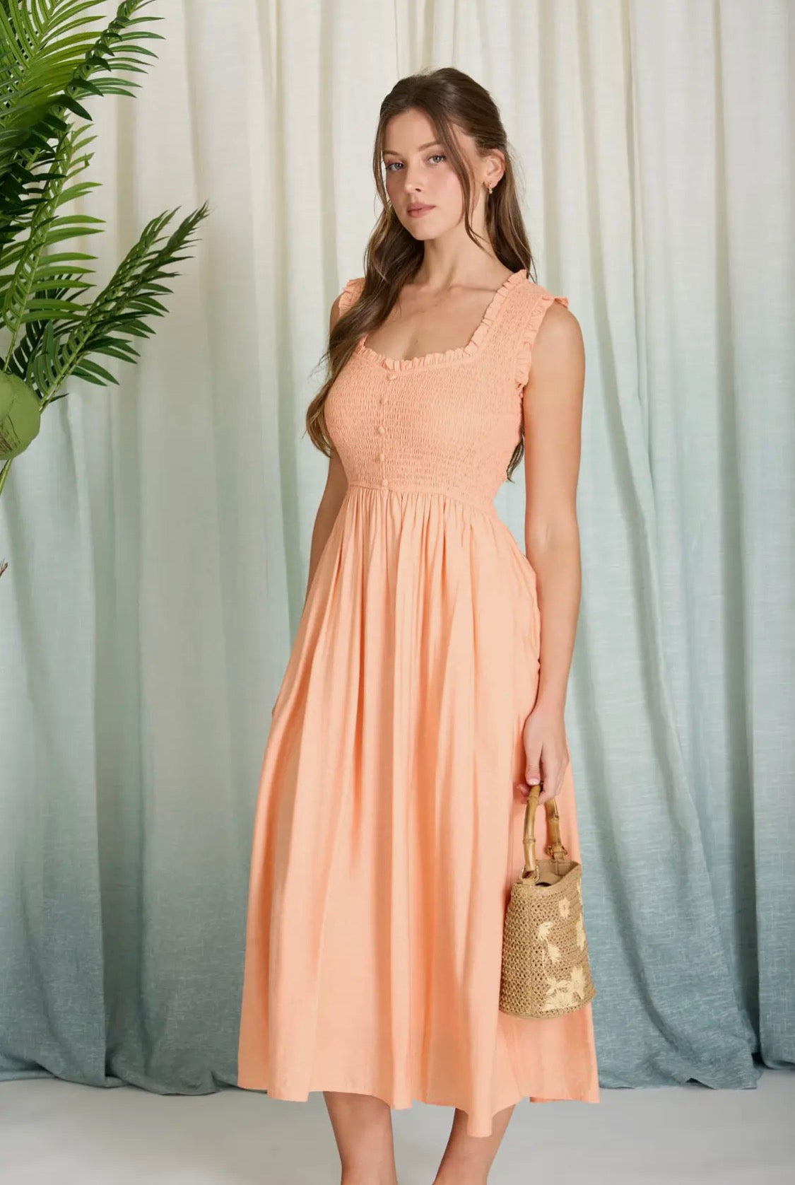 Orange midi dress