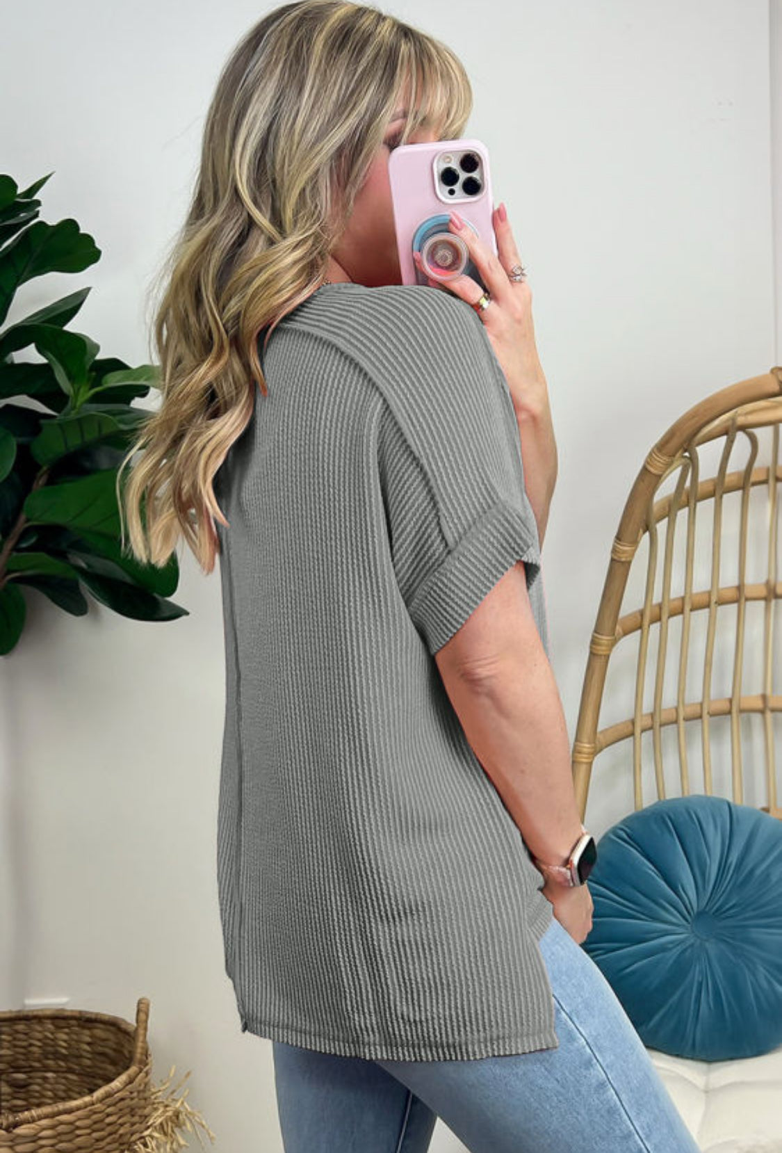 Sequin baseball corded top