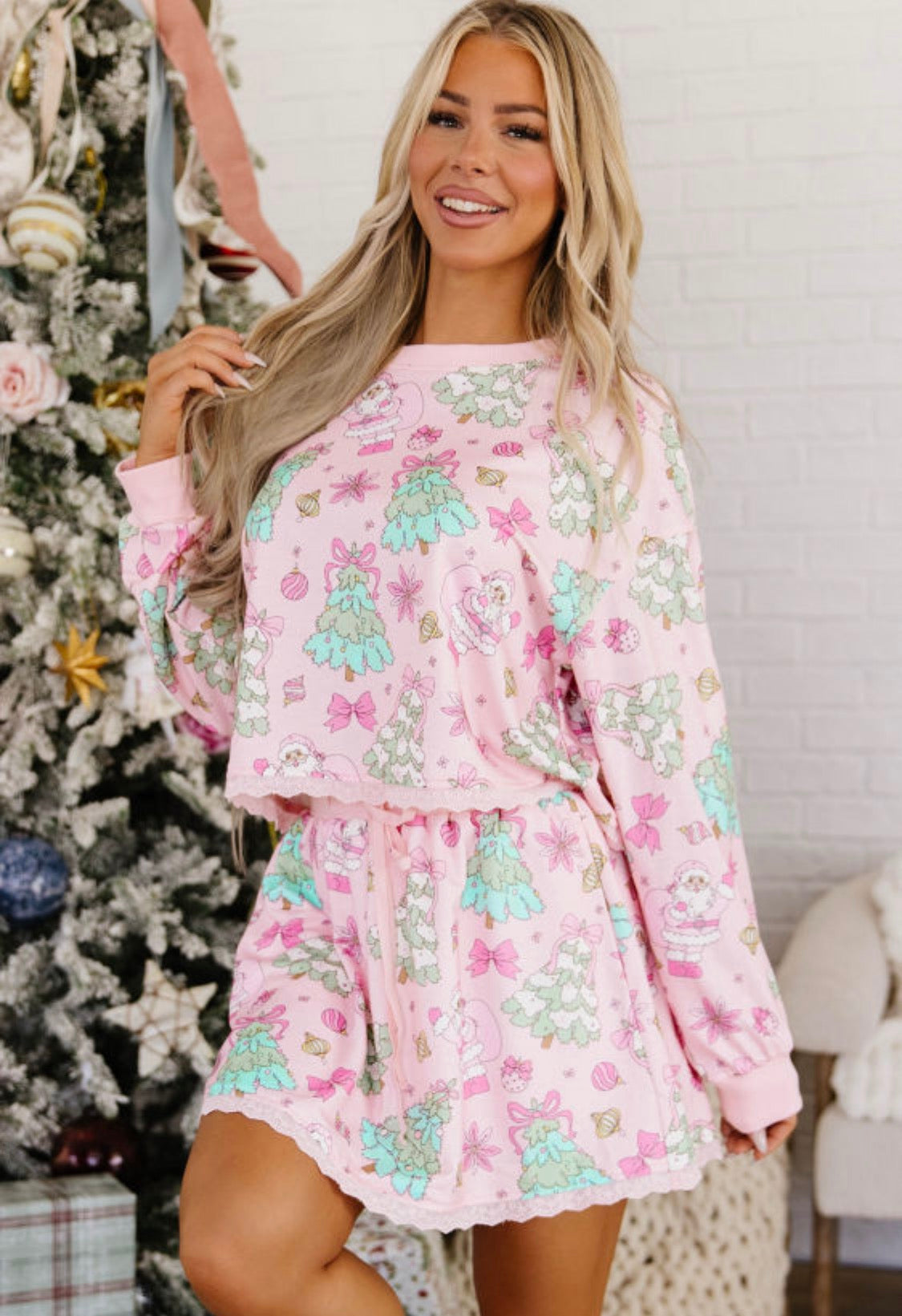 Pink Christmas skort set