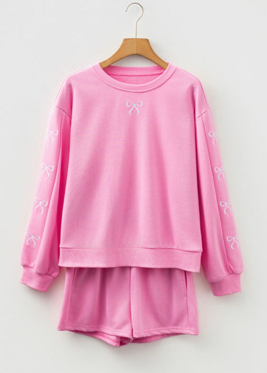 Pink bows short set