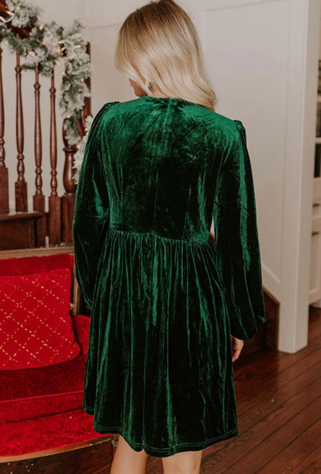 Dark green velvet dress