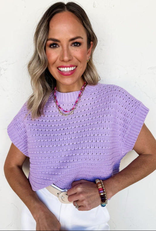 Purple short sleeve sweater