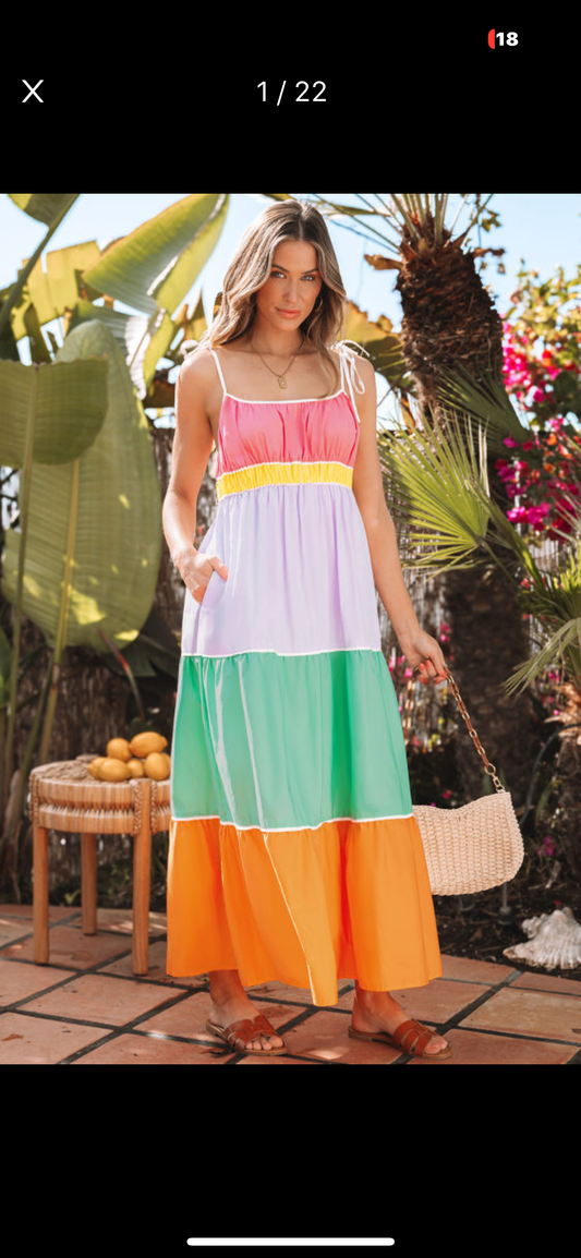 Colorblock maxi dress